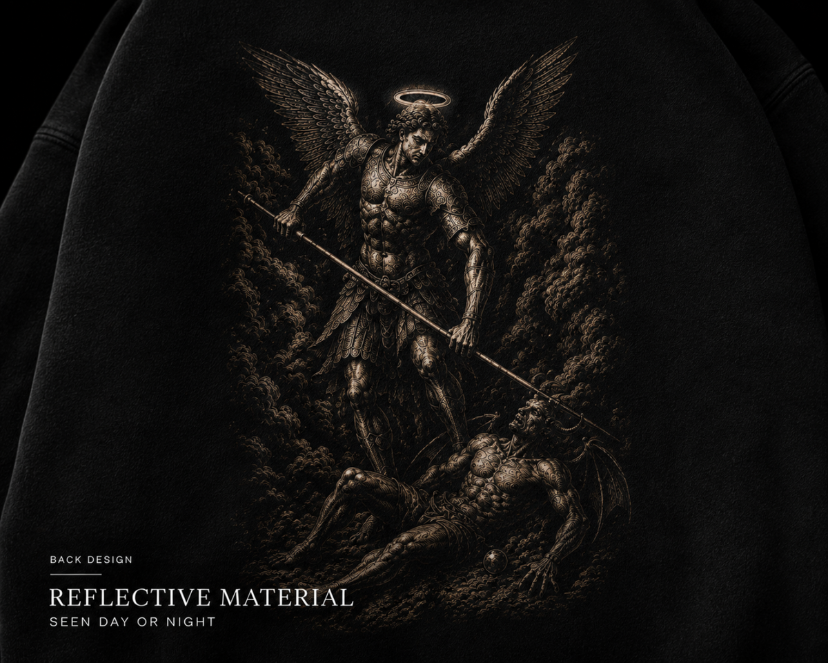 Archangel Michael Hoodie – Vintage Wash Oversized Streetwear