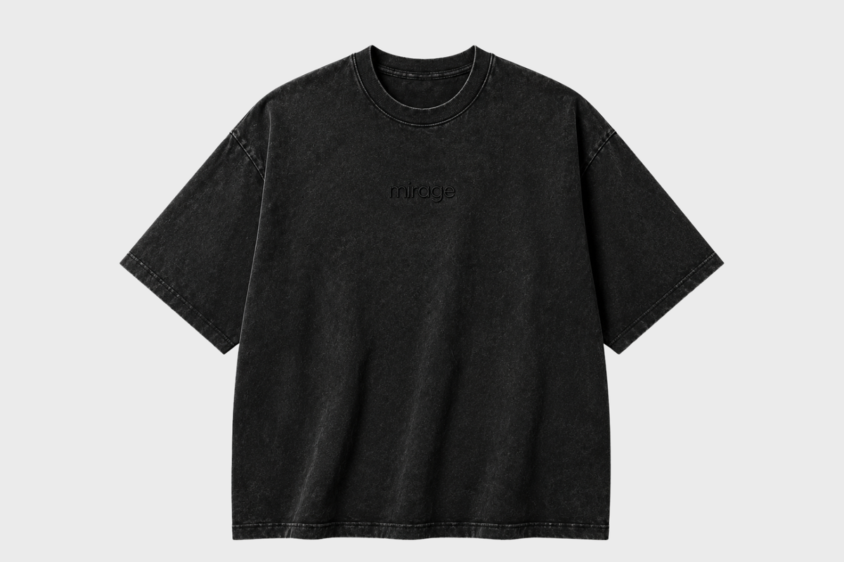 Mirage Tonal Embroidered Tee — Washed Black
