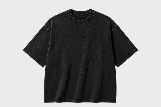 Mirage Tonal Embroidered Tee — Washed Black