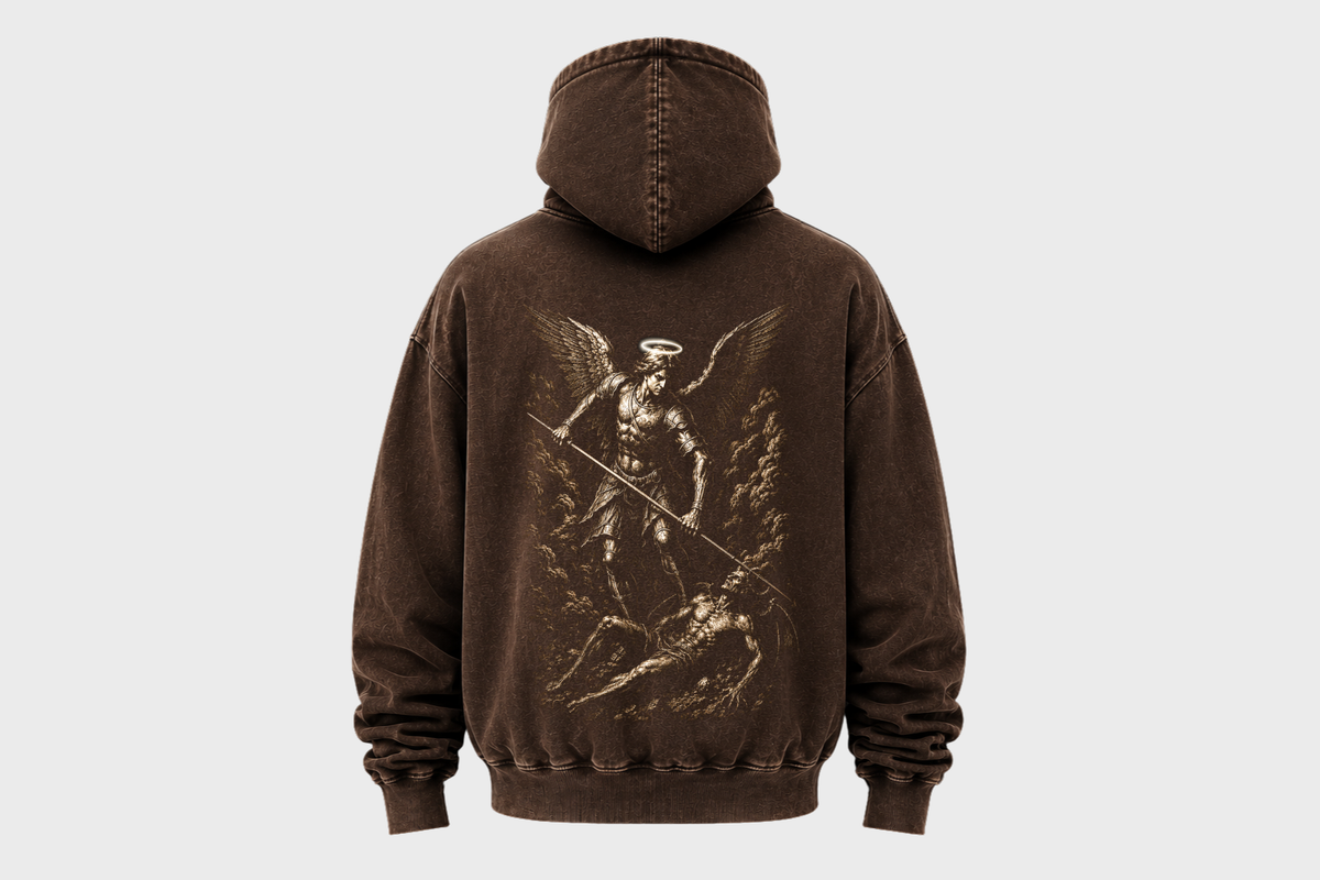 Archangel Michael Hoodie – Vintage Wash Oversized Streetwear