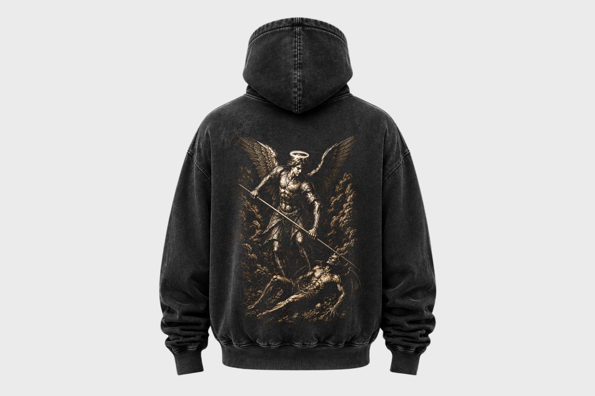 Archangel Michael Hoodie – Vintage Wash Oversized Streetwear