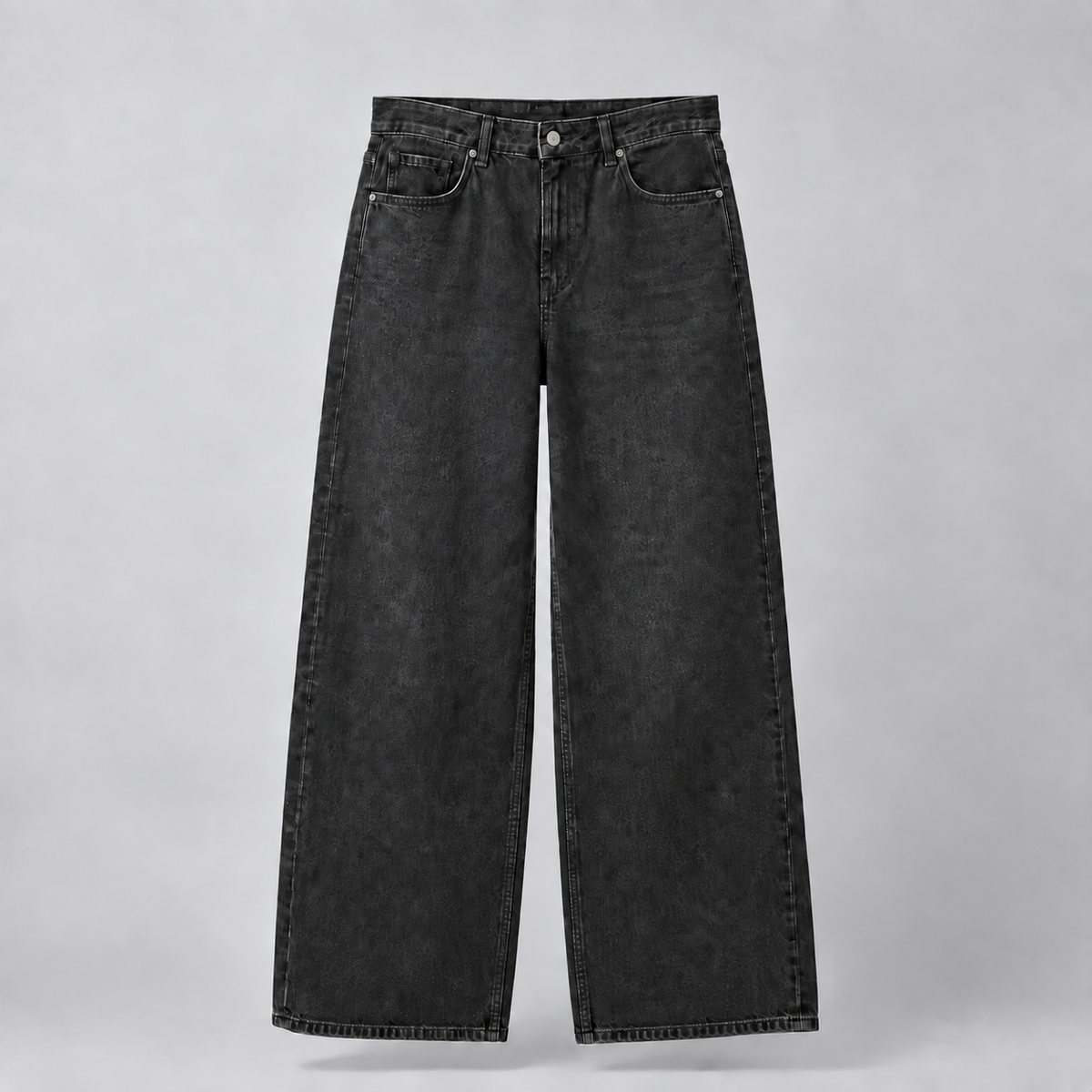 Mirage Wide-Leg Washed Denim Pants — Vintage Black