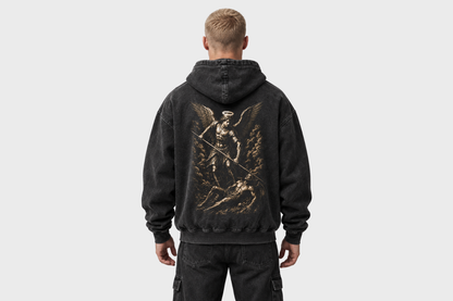 Archangel Michael Hoodie – Vintage Wash Oversized Streetwear
