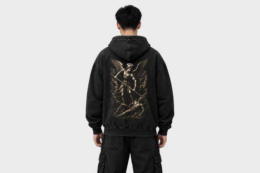 Archangel Michael Hoodie – Vintage Wash Oversized Streetwear